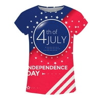 Njoeus prevelike majice za žene slatke vrhove za žene kratki rukav ženska ležerna nezavisnost Dan nezavisnosti