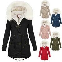 Zimski kaputi za žene plus veličine Parkas OBLEWAWEW s kapuljačnim ovratnikom podstavljenim zip up jakne