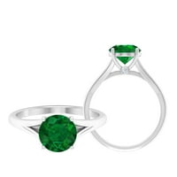 Laboratorija kreirala smaragdni prsten za pasijans sa iznenađenjem dijamanta za žene, 14k bijelo zlato,