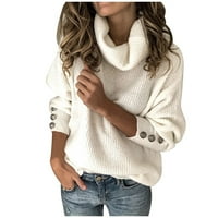 Dyfzdhu džemperi za žene Trendi labavi solid solid tortleneck džemper pulover dugih rukava pletena top