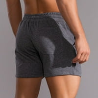 Cherella Muške čvrste pamučne hlače Sportska elastična srednja struka čipke Ležerne prilike Tamno siva,