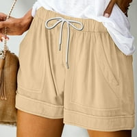 Ženske kratke hlače za čišćenje pod $ ženskim čvrstim casual labavim džepovima za crtanje kratkih hlača