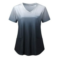 Ženska majica gradijentne boje Tunic Top kratkih rukava V-izrez V-izrez Radne uniforme bluze