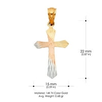 IOKA-14K TRI Color Zlatni religiozni križni šarm šarm Privjesak za ogrlicu ili lanac