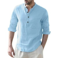Muška majica musko casual solid bluza džep dugih rukava sa dugim rukavima na vrhu majica za muškarce