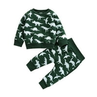 Gibobby 5T dječaci sa odijelima Zimske dječje dječake odijelo dugih rukava duks pulover top jogger hlače dinosaur