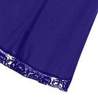 Košulje za žensku kontulu Ležerne kratki rukav lagani čipkasti patchwork vrhovi tunika bluza plava m
