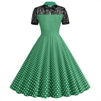 Haljina za čaj za žene Vintage Polka Dot haljina 1950S Čipka patchwork audrey hepburn koktel ljuljačke
