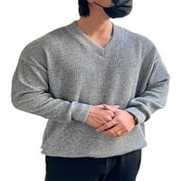 Glookwis Muška pulover Duks dugih rukava Ležerne prilike, Pleteni vrhovi obični zimski Jumper V izrez
