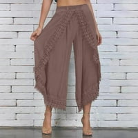 Absuyy labave ljetne hlače Žene Ležerne prilike labavi elastični struk za ispis moda sa džepovima Ravne