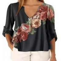 Ženska cvjetna plus veličina šifon košulja boja blok na vrhu dugih rukava labava bluza