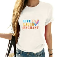 Smill Echant Duinbow Ljubitelj ljubavi Modni grafički ispis Ženska majica kratkih rukava, rastezljivi