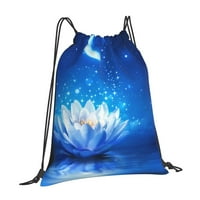 Plavi bijeli lotos cvijet zen nacrtajući ruksak za školsku sportsku plažu joga torba za teretanu vodu