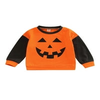 Amiliee Kids Baby Boys Girls Halloween Dukserište Bundev lica Ispis Dugi rukavi pulover vrhove
