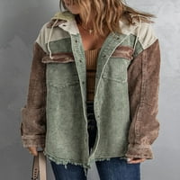 Eytino ženska kolumska jakna dugačka dugačka dugačka dugaka dolje Boja blok kapuljača s džepovima