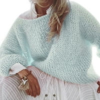 Ženski fenjer dugih rukava s dugim rukavima pulover vrhove Chunky pletene pune boje nareziva