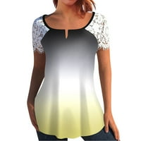 Ženska majica s kratkim rukavima tiskana čipka za žene vrhovi sive s