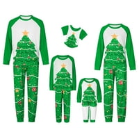 MubIneo božićna porodica pidžama Podudaranje set božićno drvce Ispiši Raglan dugih rukava i hlače Loungewear