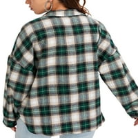 Leuncero Womens Buffalo Plaid Outerwear Chambray majice Provjerite rešetku Otvorite prednju jaknu Gingham
