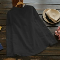 Strugten ženska pamučna posteljina casual čvrsta majica dugih rukava bluza s vrhovima vrhovi ženskih