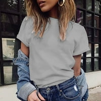 Ženski vrhovi ženske modne casual bluza plus veličine čvrste majice V izrez kratkih rukava Top Grey