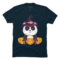 Slatka panda se ruga vještica sa Jack o fenjernom Halloween Tee Muška mornarica Plava - Dizajn od strane
