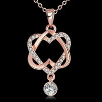 Rose Gold pozlaćeni dvostruki ljubavni privjesak za srce Zircon ogrlica kristalni nakit za prijatelja