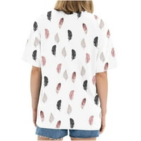 TKLPEHG T majice za žene grafički kratki rukav prevelizirani ljetni posadni vrat kap na ramena za slobodno
