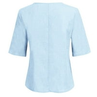 Daznico Womens vrhovi ženske labave posteljine majica V izrez Pol poluge plus veličina čvrsta bluza