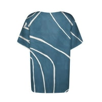 Žene ljetne vrhove kratkih rukava Grafički otisci Bluze Casual Women Henley majice plava 3xl