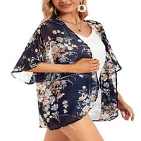Capreze Women Flowy Floral Print bluza The Shawl Open Front Kimono Cardigan Summer Šifon Half Ruhave