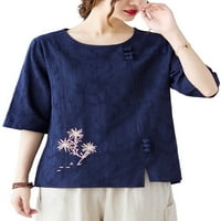 Beiwei Dame casual cvjetni ispis tunika bluza za bluze Crew Bohemian T-majica izvod za odmor