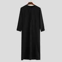 Crne muške haljine majice Muški Ležerni saložni arapski Dubai Robe s dugih rukava s dugim rukavima