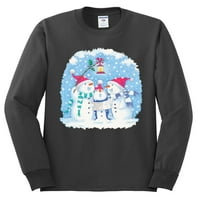 Pjevanje božićne majice snijega, majica dugih rukava, ugljen, mali