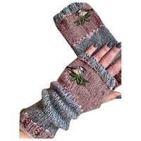 Ženske rukavice zimske pletene rukavice toplo plus baršunaste vezenu rukavice zelene boje