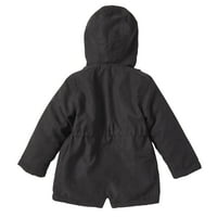 Cremson Girls Plish obložena kapuljača Anorak jakna Parka kaput - crna