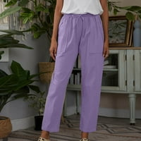 Oalirro pantalone za žene trendi jesen sa džepom udobne duge ženske pantalone hlače labave ljubičaste