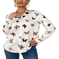 Ženska bluza dugih rukava s dugim rukavima dolje donjim vrhom Ladies Labavi tunik košulja ured 3xl