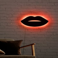 Usne LED zidni znak na drvenu bazu ručno izrađenih prilagođenih LED svjetlosnog dekora - crvena