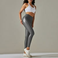 Tajice za žene Žene Visoko uska PU kožnih modnih uboda Sportska sportska oprema za fitness yoga hlače