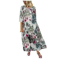 Ljetne haljine za ženske casual s kratkim rukavima cvjetna tiskana za odmor Boemska labava maxi haljina