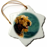 Airedale Terrier Snowflake Porculan Ornament ORN-854-1