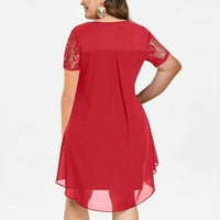 Košulje za žene plus veličine haljine ljetne čipke za spajanje čipke O-izrez kratki rukav povremeni bluza tunika mini haljina
