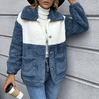 Ženski kaput casual rever nejasni gumb za struganje kaputi za toplu zimu prevelike jakne za obljenu