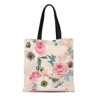 Platno torba uzorak vjenčani cvjetovi cvjetni vintage romantična anemona ruža Peony izdržljiva za višekratna trska za kupovinu