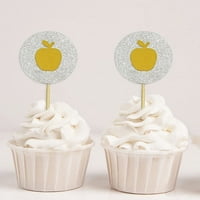 Darling Suvenir, Glitter Apple Cupcake Toppers, rođendan za tuširanje za bebe desert od 20