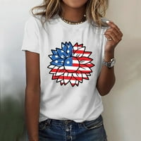Ženska Dan nezavisnosti Ispiši T-Shrits majica Ljetni vrhovi Jednostavna cvjetna print majica Ljetni