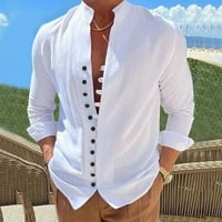 Vučena muška ležerna košulja Henley košulja za košulja s dugim rukavima Summer Beach majica