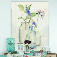 Art DesimanArt Cvjetovi na brezu vikendica Bouquet I Seoska kuća premium platna Zidna umjetnost - plava