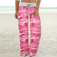 Modni ženski udobni strijelci za printu za ispis širokih ležajeva hlače za žene za žene Pink XXXXXL